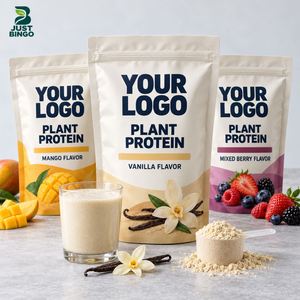Poudre de protéines végétales en cartons présentoirs avec sachets, fournisseur OEM avec étiquettes et saveurs personnalisées - Product Image 1