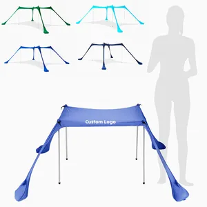 Hoge Kwaliteit Spandex Stof Strandtent Met Zandzak Ankers En Haringen Lichtgewicht Instant Pop-Up Strandtent Mini Strand Zonnescherm