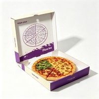 Boîte à pizza en carton blanc imprimé offset, 3 plis, ondulé, pour livraison, emballage alimentaire, boîte à emporter
