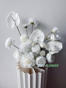 ZIKE - Décoration de mariage et fournitures très vendues, rangée de <span class=keywords><strong>fleurs</strong></span> artificielles personnalisée, centre de table tout blanc pour la table des mariés - Product Image 2