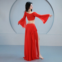 Ensemble de costumes de danse du ventre, haut et jupe, pour femmes, costume de danse du ventre pour la scène, costume d'entraînement, vêtements de performance