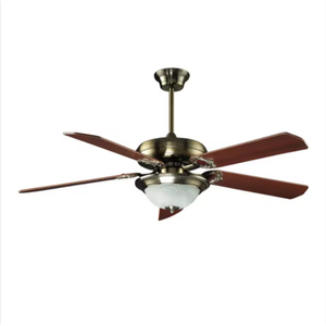 Ventilateur de plafond LED moderne à cinq pales de 42 pouces avec finition bronze, moteur CC, télécommande, corps en fer, cristal pour la maison ou l'hôtel - Product Image 1