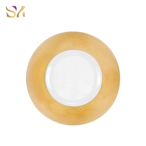 Assiette de service ronde élégante en verre électroplaqué or pour réceptions de mariage et événements - Product Image 6