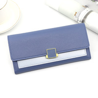 Nouveau Design 2024 Long Portefeuille Triple Rabat à Boucle Porte-Monnaie Couleur Unie Multifonctionnel Multi-Cartes Petite Pochette pour Femmes