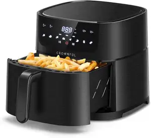 Friteuse à air, écran tactile numérique LCD avec contrôle précis de la température, fonction de rappel de secousse, 1500W, homologuée UL-Noir