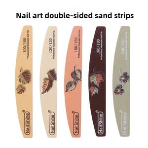 Limes à ongles lavables lime à ongles double face imprimée demi-lune plante Design Emery manucure outils pour salon bricolage - Product Image 2