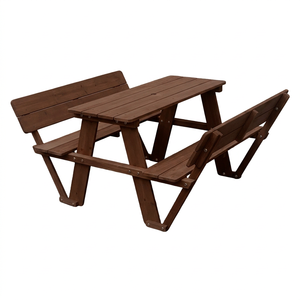 Mesa de Picnic Infantil de Madera con Banco y Respaldo, Mesa de Jardín para Niños, para Manualidades, Comer y Jugar - Product Image 1