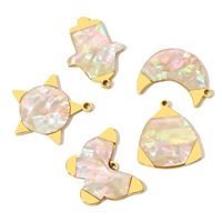 Colgante de mariposa y estrella de acero inoxidable chapado en oro vintage francés, accesorios geométricos de luna para mujer, dijes para hacer joyas DIY