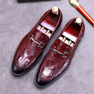New model crocodile-pattern men's formal business metal buckle leather <b>shoes</b>, high-end genuine leather men's <b>shoes</b> - Product Image 5