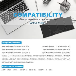 Batería para portátil A1405 A1496 para MacBook Air de 13 pulgadas A1466, batería de repuesto de 7200 mAh, CE RoHS, alta calidad, venta al por mayor - Product Image 5
