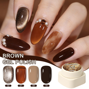 Ensemble de vernis gel 32 couleurs très demandé, tons café et nude automne-hiver, finitions œil de chat et pailletées - Product Image 3