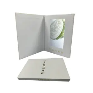7Inch IPS screen Premium White Linen Bound Digital Wedding Video Album Books Vertical Portrait