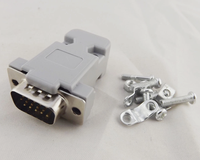 DB15 VGA Male / Female Plug 15Pin 3 Baris Konektor D-Sub Penutup Plastik Cangkang Belakang