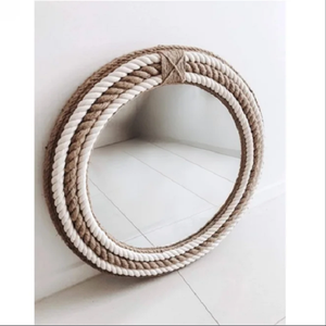 <span class=keywords><strong>Espejo</strong></span> Circular de Pared <span class=keywords><strong>con</strong></span> Marco de <span class=keywords><strong>Cuerda</strong></span> Hecho a Mano <span class=keywords><strong>para</strong></span> Decoración de Casas de Playa Costeras, Baños Náuticos y Arte de Pared Decorativo <span class=keywords><strong>para</strong></span> el Hogar - Product Image 1