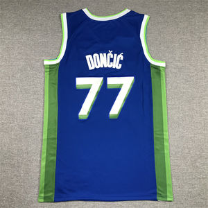 2024 fábrica nova camisa de basquete de secagem rápida respirável preta azul Kyrie Irving 2 Luka Doncic 77 uniforme personalizado - Product Image 3