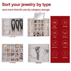 Boîte à bijoux rectangulaire à ouverture de fenêtre à 4 couches en relief carré <span class=keywords><strong>Iwill</strong></span> IWP0005, vente chaude, 3 tiroirs, grande capacité, rangement pour colliers - Product Image 3