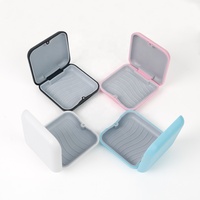 Boîte de rangement magnétique carrée pour appareil orthodontique avec miroir intégré, étui portable pour aligneur dentaire, boîte de rangement pour prothèse dentaire, logo personnalisé