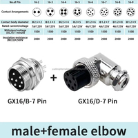GX16-2/3/4/5/6/7/8/9/10Pin mâle et femelle 7 broches GX16 connecteur circulaire Aviation prise à Angle droit connecteur de panneau de fil