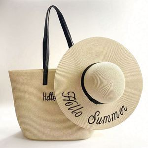 Wholesale Women Summer Vacation Beach Bag With <b>Hat</b> Fashion Sombreros De Paja Ladies Embroidery Floppy <b>Straw</b> <b>Hats</b> and Bag Set - Product Image 4