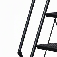 Échelle pliable robuste en acier, haute capacité de charge, marches larges antidérapantes, mains courantes intégrées, conforme à la norme EN 131, pour supermarché