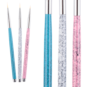 3Pcs Marble Handle Nail Art Brush Set 7/9/11mm Fine Liner Brushes for Gel <b>Polish</b> Drawing Manicure Design - Product Image 5