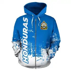 Best Price Bulk Honduras All Over Zip Up Hoodie Designer Smudge Style Custom Hoodies Men Print on Demand Full Zipper Sweatshirts