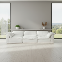 Ensemble de canapés Cloud de l'usine de Foshan, design crème Wabi-Sabi, style minimaliste italien, en forme de L, module en tissu de lin, garnissage amovible