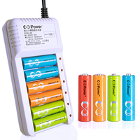 Chargeur de batterie USB portable intelligent à 8 emplacements pour piles AA AAA Ni MH, matériau ABS PC ignifuge, vente en gros d'usine