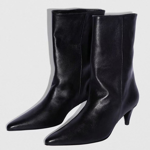 Bottines à talons bas pour femmes, style personnalisé, bout pointu, en daim, couleur unie - Product Image 2