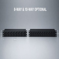 Prix d'usine – Unité de distribution d'alimentation (PDU) 19 pouces pour montage en rack, 1U, 8 prises universelles, boîtier en alliage d'aluminium, protection contre les surtensions