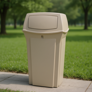Bidone per Rifiuti Ranger 132,5 L con Doppia Apertura, Design Moderno Beige per Uso Esterno - Product Image 3
