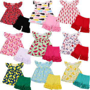 Vêtements pour tout-petits Licorne <span class=keywords><strong>Mickey</strong></span> Dauphin Pastèque Mangue Ananas Imprimé Robe à perles Tenue pour bébé - Product Image 1