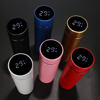 Botella de Agua Inteligente de Acero Inoxidable de 500 ml con Aislamiento al Vacío de Doble Pared, Diseño Moderno para Beber Directamente y Pantalla Digital LED de Temperatura