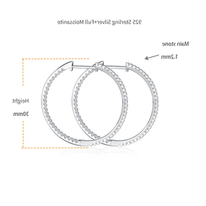 ต่างหูเงินสเตอร์ลิงทรงกลมประดับมอยส์ซาไนต์คุณภาพสูง - Product Image 4
