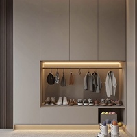 Ensemble de meubles d'entrée en bois gris moderne, étagère à chaussures et console gain de place, armoire à chaussures fine avec tiroirs