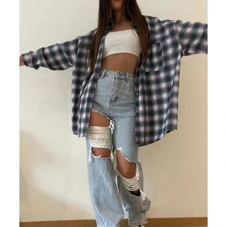 Mode sexy Damen Denim Streetwear Hip Hop beschädigt geschnitten Löcher lockere Jeans