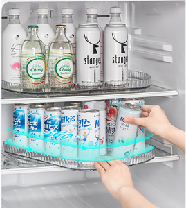 Fridge Organizer Lazy Susan Rotating Tray Refrigerator Clear Storage Oval Turntable