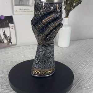 Taza alta de caballero europeo Medieval, taza de mano personalizada con borde cruzado, taza de cerveza, taza de resina de acero inoxidable - Product Image 6