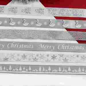 White Christmas Shimmer 1.6cm 10 Yards Silver Grosgrain Ribbon for Holiday Event Styling & Home Decor - Product Image 2
