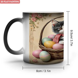 Mug à sublimation artisanal 11oz en céramique noire givrée, tasse magique changeante de couleur à la chaleur - Product Image 1