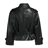 Luxe en cuir d'agneau véritable Bomber Biker veste ceinture nouvelle mode Slim Fit personnalisé doux recadrée en cuir véritable veste pour femmes