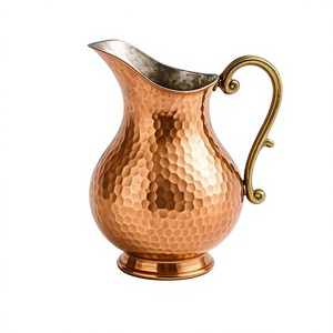 Pichet à eau classique en cuivre martelé 1,7 L (6-6,9 po) – Écologique et fait main pour mariages, fêtes et service à domicile - Product Image 5