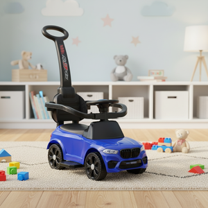 Voiture électrique 4 roues pour bébé avec poignée de poussée, jouet porteur à batterie pour enfants de 2 à 4 ans, vente en gros - Product Image 1