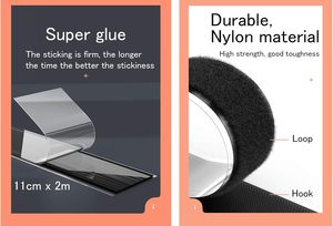Bande <span class=keywords><strong>auto</strong></span>-agrippante en PVC, adhésive, largeur maximale 11 cm, applications de fixation et de montage robustes pour la maison et le lieu de travail, rouleaux de <span class=keywords><strong>velcro</strong></span> - Product Image 2