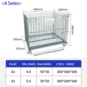 अनुकूलित भारी शुल्क धातु फोल्डेबल भंडारण पिंजरे कैस्टर शीर्ष कवर औद्योगिक गोदाम रसद कार्गो भंडारण उपकरण - Product Image 5