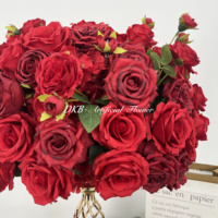 Boules de roses de luxe pour centres de table de mariage, personnalisables, fleurs artificielles rouges, fleurs en soie, vente en gros de boules de fleurs