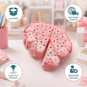 Caja de Dulces de Papel con Forma de Pastel, Caja de Regalo con Recortes Florales para Cumpleaños, Bodas, Aniversarios y Fiestas - Product Image 6