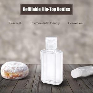 Bouteilles de voyage en plastique PET transparentes vides de 2 oz (60 ml), contenants portables rechargeables avec bouchons à clapet - Product Image 5
