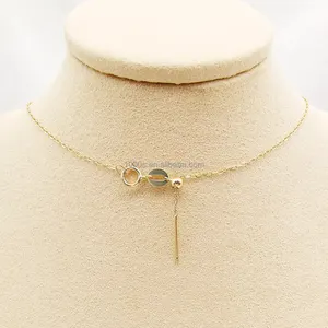 Conception Simple à la mode, chaîne en or véritable 9K, bijoux, chaîne de perles réglable, collier pour femmes, vente en gros