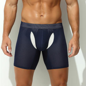 पुरुषों के नायलॉन ने बुना हुआ बॉक्सर ब्रिफ्स अंडरवियर कम वृद्धि वाले बड़े पाउच लुभावनी स्पोर्ट्स एंटी-घर्षण लंबा अंतरिक्ष कैप्सूल - Product Image 2